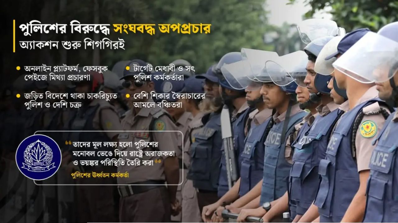 পুলিশের বিরুদ্ধে গুজব-অপপ্রচার, আন্তঃদেশীয় চক্র জড়িত, শনাক্ত ১০-১৫ জন